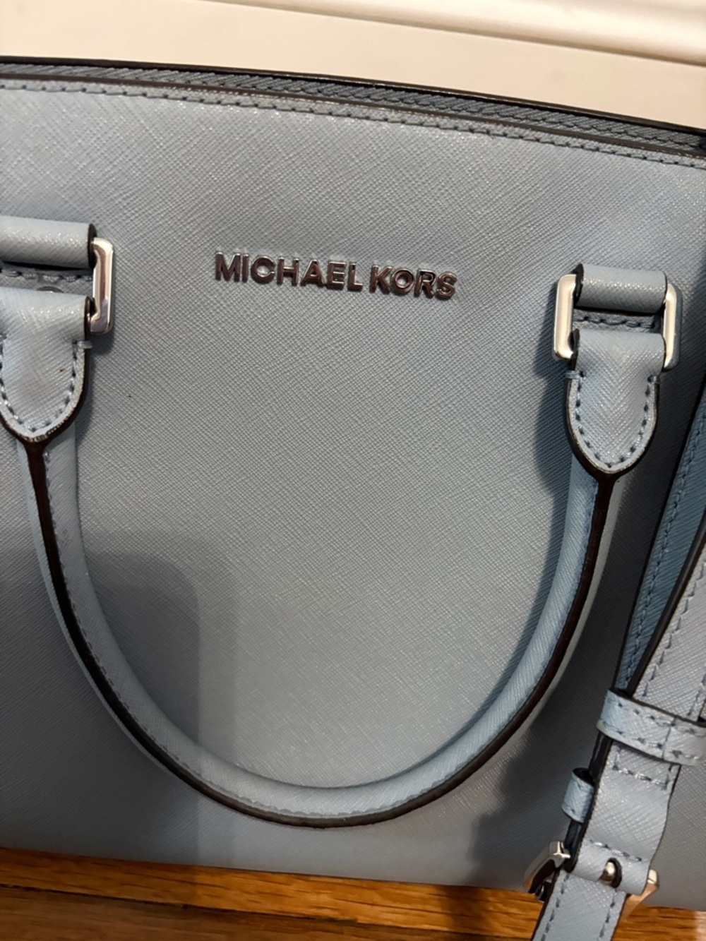 Michael Kors Brown & Light Blue purses both 2 included crossbody satchel bag set - Picture 11 of 16